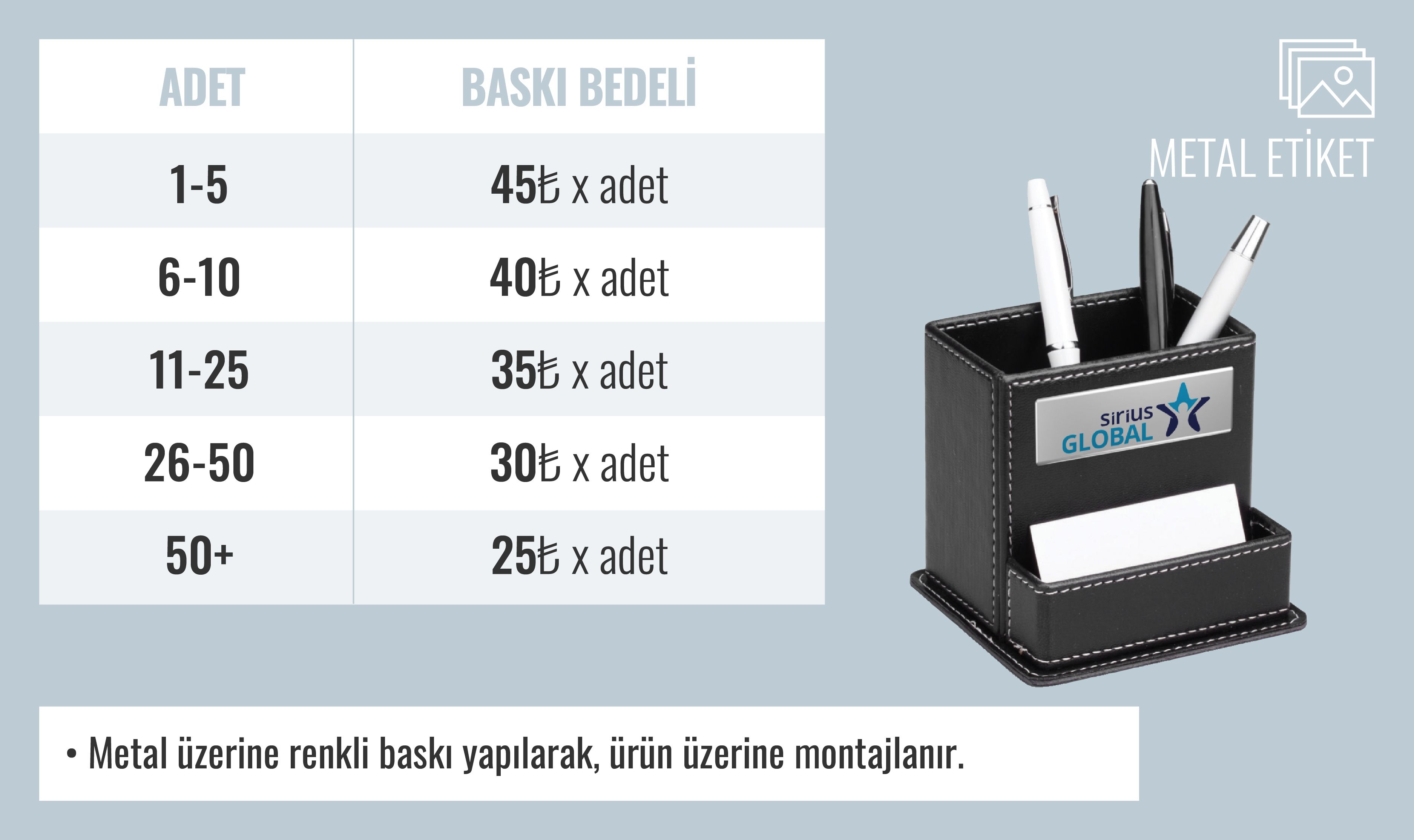 Metal_Etiket Baskı fiyat tablosu